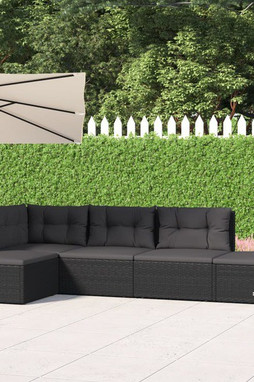 vidaXL 319595 - 5 Piece Garden Lounge Set with Cushions Poly Rattan
