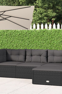 vidaXL 319597 - 4 Piece Garden Lounge Set with Cushions Poly Rattan