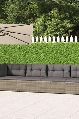 vidaXL 319611 - 4 Piece Garden Lounge Set with Cushions Poly Rattan