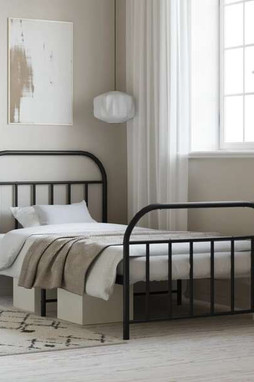 vidaXL 353647 - Metal Bed Frame without Mattress with Footboard 100x190cm