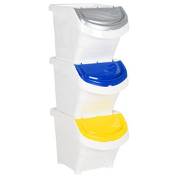 vidaXL 364068 - Poubelles empilables avec couvercles 3 pcs blanc PP 78 L