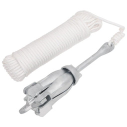 vidaXL 94276 - Ancre pliable avec corde argenté 4 kg fonte galvanisée à chaud