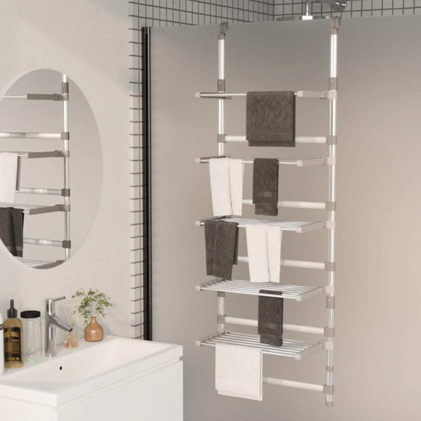 vidaXL 344384 - 5-Tier Hanging Laundry Drying Rack Aluminium