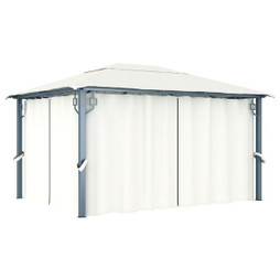 vidaXL 48044 - Tonnelle avec rideau 400x300 cm Aluminium
