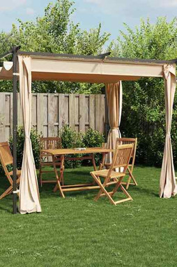 vidaXL 48050 - Tonnelle avec rideaux 3x3 m Acier