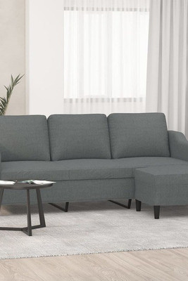 vidaXL 3201136 - 3-Seater Sofa with Footstool Dark 180 cm Fabric