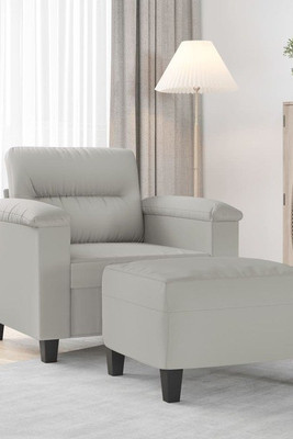 vidaXL 3201226 - Sofa Chair with Footstool Light 60 cm Microfibre Fabric