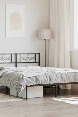 vidaXL 355266 - Metal Bed Frame without Mattress with Headboard 135x190cm
