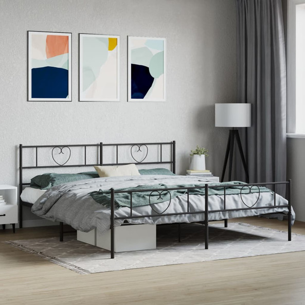 vidaXL 355486 - Cadre de lit métal sans matelas avec pied de lit noir 183x213cm