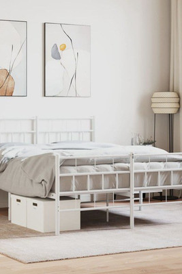 vidaXL 355728 - Metal Bed Frame without Mattress with Footboard 150x200cm