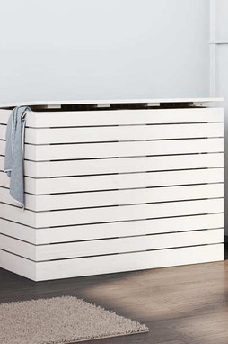 vidaXL 832320 - Panier à linge blanc 88,5x44x66 cm bois massif de pin