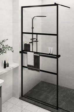 vidaXL 3185459 - Walk-in Shower Wall with Shelf 90x195 cm ESG Glass&Aluminium
