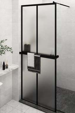 vidaXL 3185446 - Walk-in Shower Wall with Shelf 80x195 cm ESG Glass&Aluminium