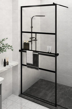 vidaXL 3185471 - Walk-in Shower Wall with Shelf 100x195 cm ESG Glass&Aluminium