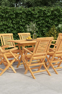 vidaXL 3155002 - 7 Piece Garden Dining Set Solid Wood Teak