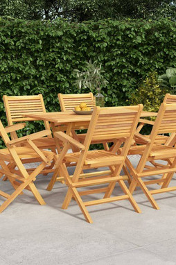 vidaXL 3155014 - 7 Piece Garden Dining Set Solid Wood Teak