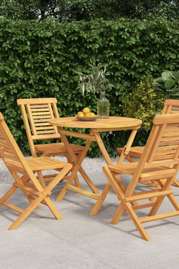 vidaXL 3155016 - 5 Piece Garden Dining Set Solid Wood Teak