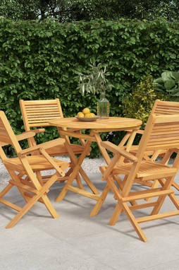 vidaXL 3155023 - 5 Piece Garden Dining Set Solid Wood Teak