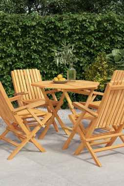 vidaXL 3155028 - 5 Piece Garden Dining Set Solid Wood Teak