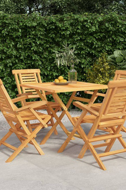 vidaXL 3155035 - 5 Piece Garden Dining Set Solid Wood Teak