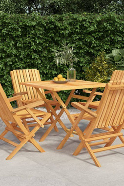 vidaXL 3155037 - 5 Piece Garden Dining Set Solid Wood Teak