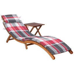 vidaXL 3061600 - Garden Sun Lounger with Table and Cushion Solid Acacia Wood