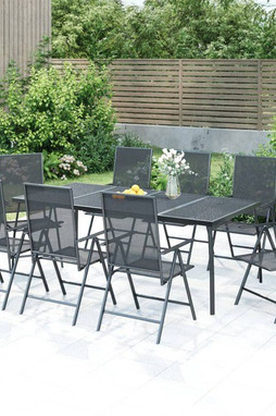 vidaXL 3187984 - 9 Piece Garden Dining Set Steel