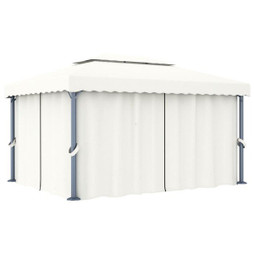 vidaXL 3053375 - Gazebo with Curtain 4x3 m Cream Aluminium