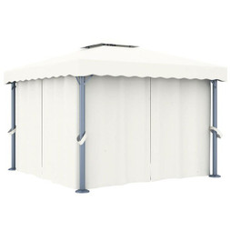 vidaXL 3053377 - Gazebo with Curtain 3x3 m Cream Aluminium