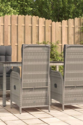 vidaXL 3185025 - 5 Piece Garden Dining Set with Cushions Poly Rattan