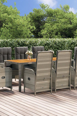 vidaXL 3185052 - 9 Piece Garden Dining Set with Cushions Poly Rattan