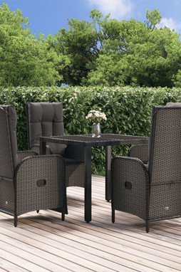 vidaXL 3185065 - 5 Piece Garden Dining Set with Cushions Poly Rattan