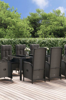 vidaXL 3185067 - 9 Piece Garden Dining Set with Cushions Poly Rattan