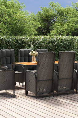 vidaXL 3185073 - 9 Piece Garden Dining Set with Cushions Poly Rattan