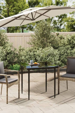 vidaXL 3185101 - 3 Piece Garden Dining Set with Cushions Black and Poly Rattan