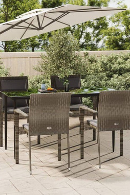 vidaXL 3185103 - 5 Piece Garden Dining Set with Cushions Black and Poly Rattan