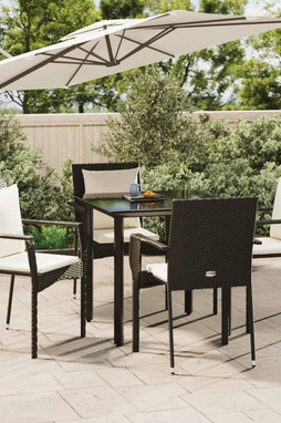 vidaXL 3185108 - 5 Piece Garden Dining Set with Cushions Poly Rattan