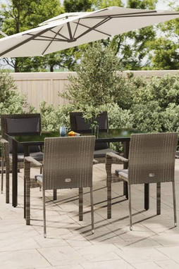 vidaXL 3185115 - 5 Piece Garden Dining Set with Cushions Black and Poly Rattan