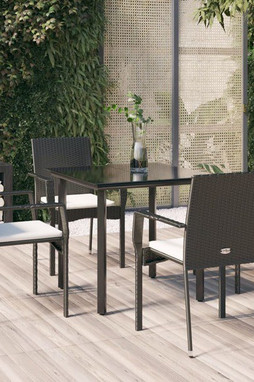 vidaXL 3185120 - 5 Piece Garden Dining Set with Cushions Poly Rattan