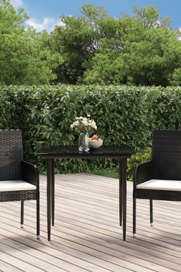 vidaXL 3185143 - 3 Piece Garden Dining Set with Cushions Poly Rattan