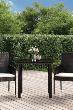 vidaXL 3185155 - 3 Piece Garden Dining Set with Cushions Poly Rattan