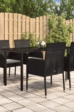 vidaXL 3185157 - 5 Piece Garden Dining Set with Cushions Poly Rattan