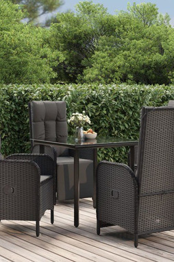 vidaXL 3185195 - 5 Piece Garden Dining Set with Cushions Poly Rattan