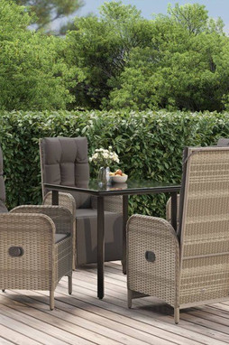 vidaXL 3185205 - 5 Piece Garden Dining Set with Cushions Black and Poly Rattan