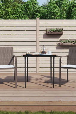 vidaXL 3186937 - 3 Piece Garden Dining Set with Cushions Poly Rattan and Steel