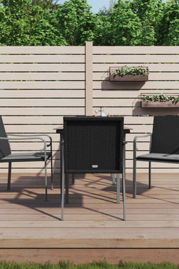 vidaXL 3186940 - 5 Piece Garden Dining Set with Cushions Poly Rattan and Steel