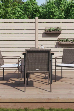 vidaXL 3186954 - 5 Piece Garden Dining Set with Cushions Poly Rattan and Steel
