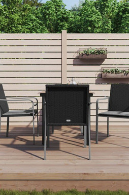 vidaXL 3186956 - 5 Piece Garden Dining Set with Cushions Poly Rattan and Steel