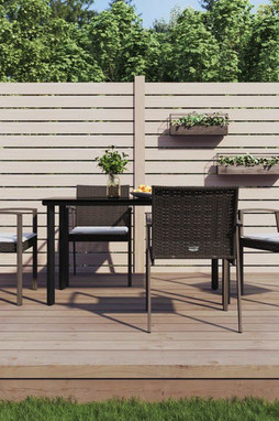 vidaXL 3186989 - 5 Piece Garden Dining Set with Cushions Poly Rattan and Steel