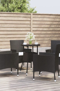 vidaXL 3187415 - 5 Piece Garden Bistro Set with Cushions Poly Rattan